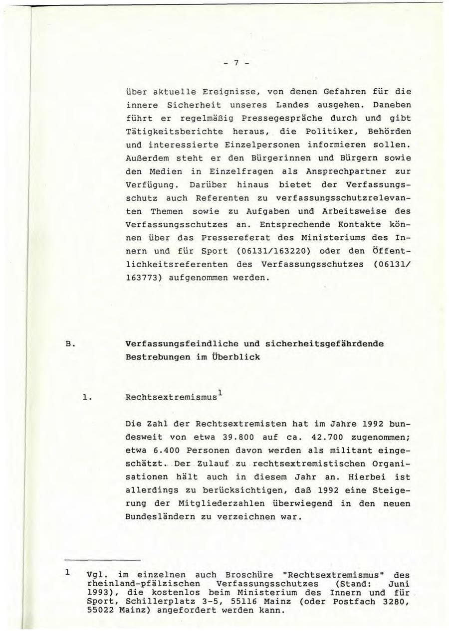 Seite 8 des Verfassungsschutzbericht 1992 Rheinland-Pfalz