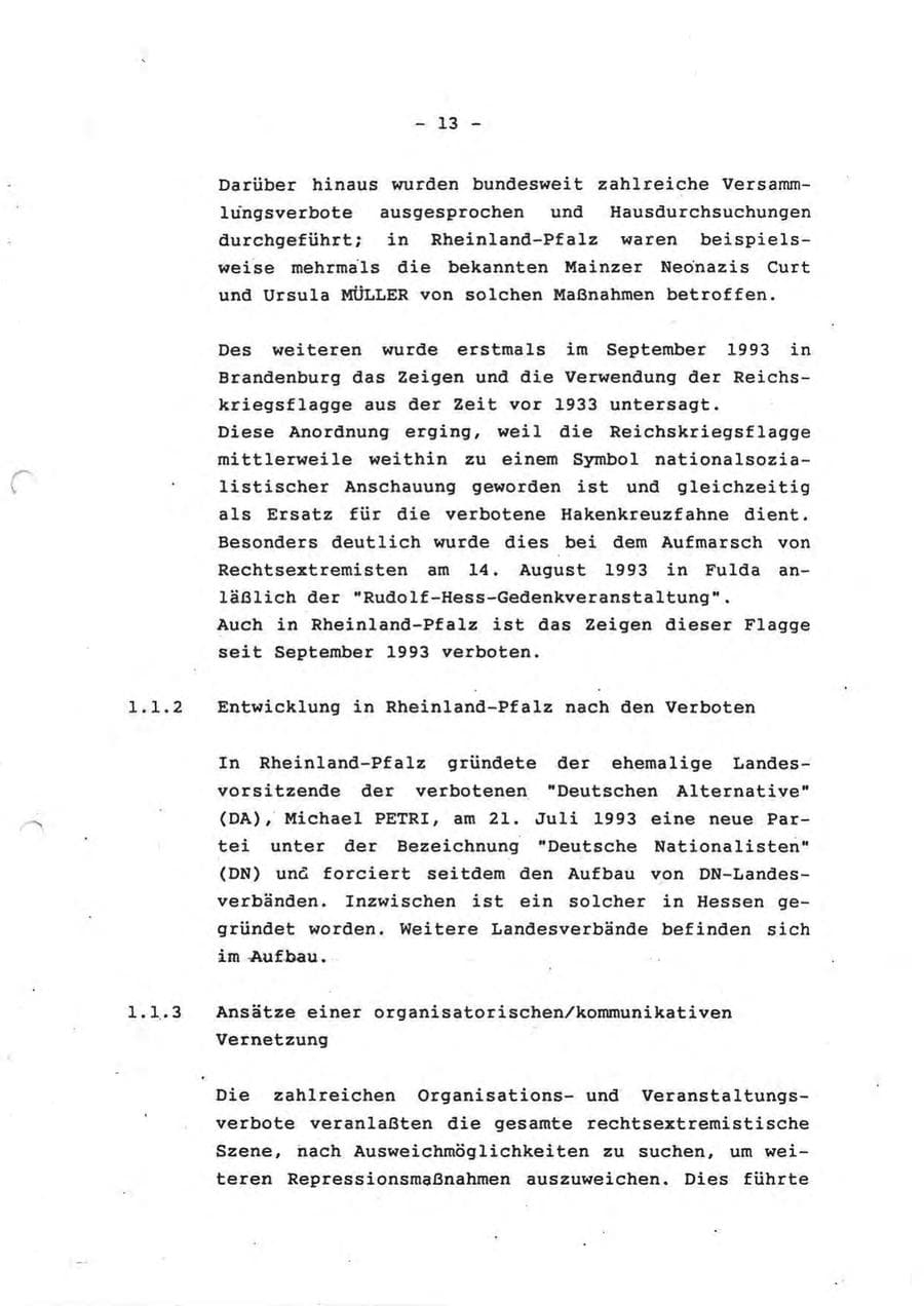 Seite 13 des Verfassungsschutzbericht 1993 Rheinland-Pfalz