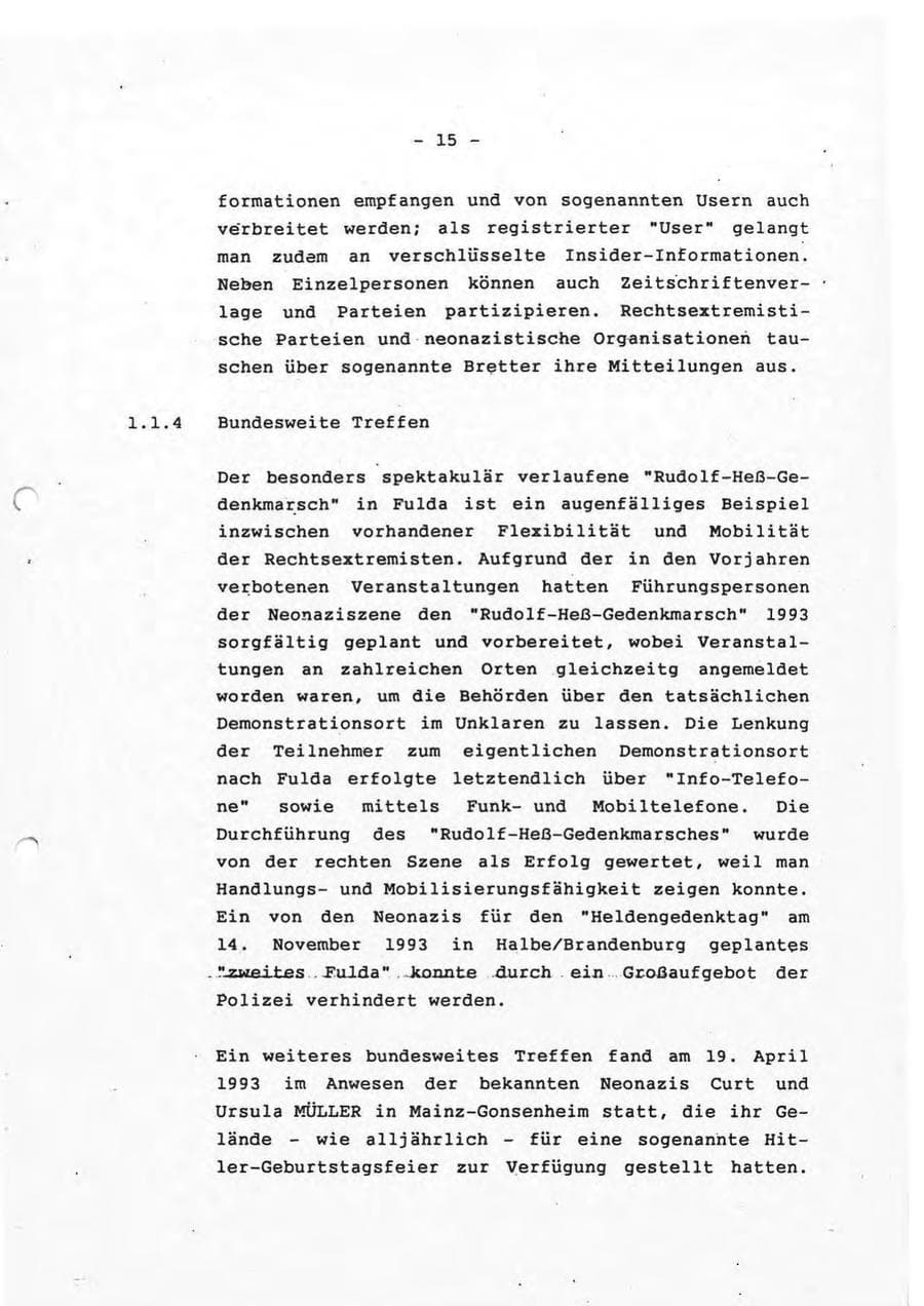 Seite 15 des Verfassungsschutzbericht 1993 Rheinland-Pfalz
