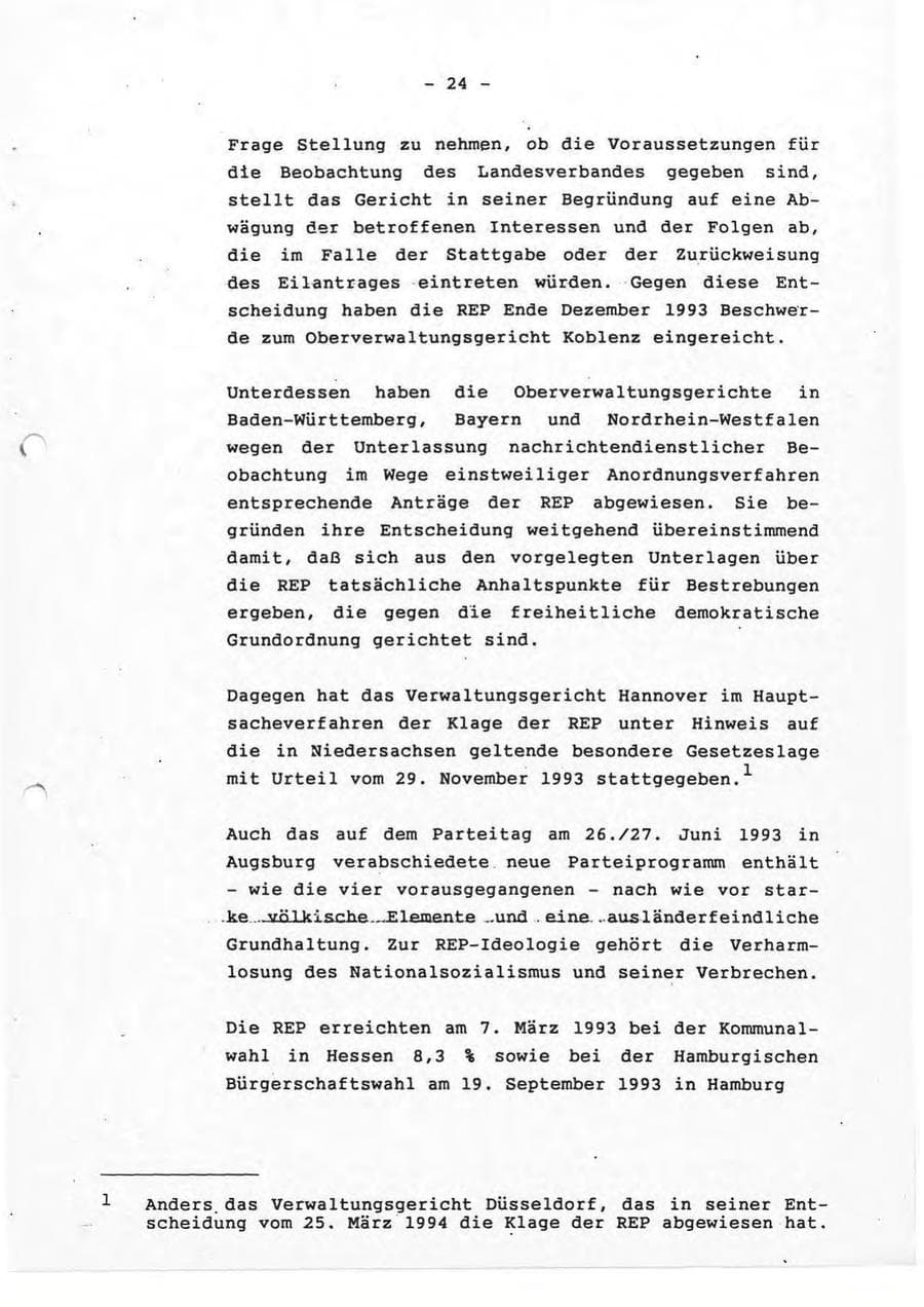 Seite 24 des Verfassungsschutzbericht 1993 Rheinland-Pfalz