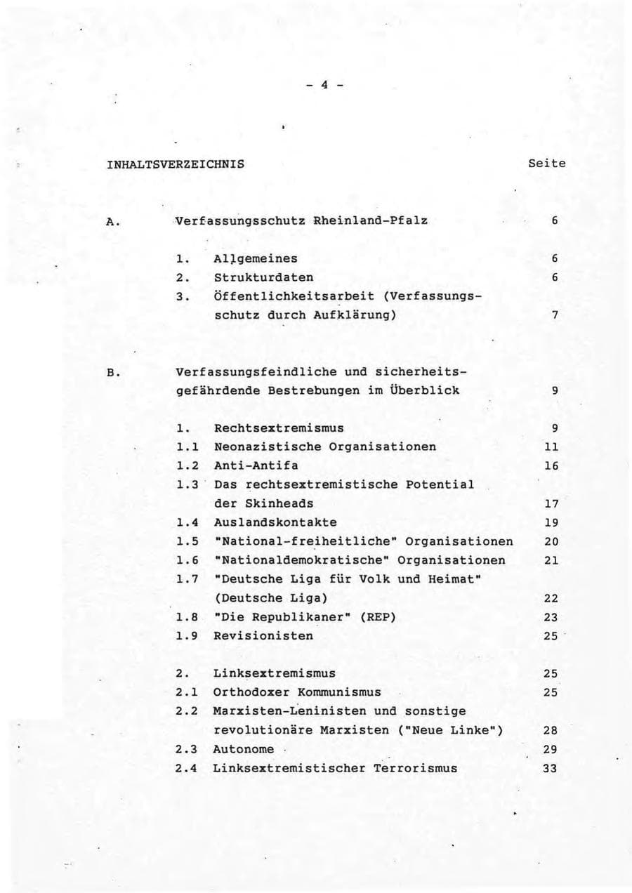 Seite 4 des Verfassungsschutzbericht 1993 Rheinland-Pfalz