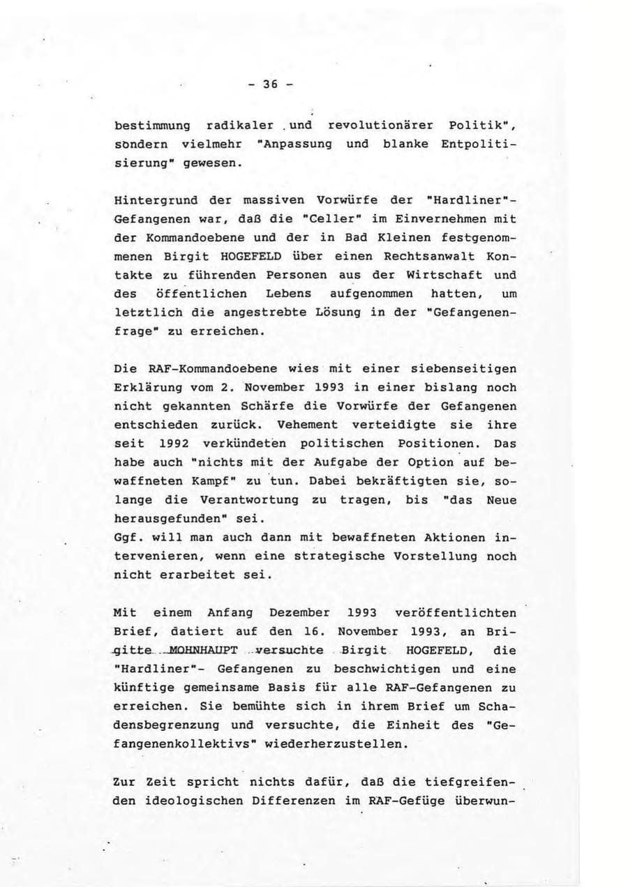 Seite 36 des Verfassungsschutzbericht 1993 Rheinland-Pfalz