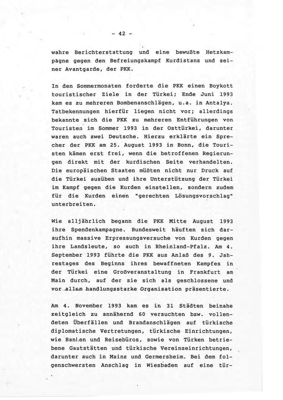 Seite 42 des Verfassungsschutzbericht 1993 Rheinland-Pfalz