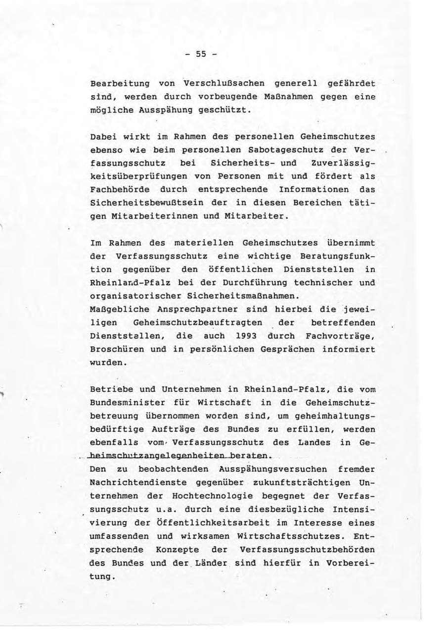 Seite 55 des Verfassungsschutzbericht 1993 Rheinland-Pfalz