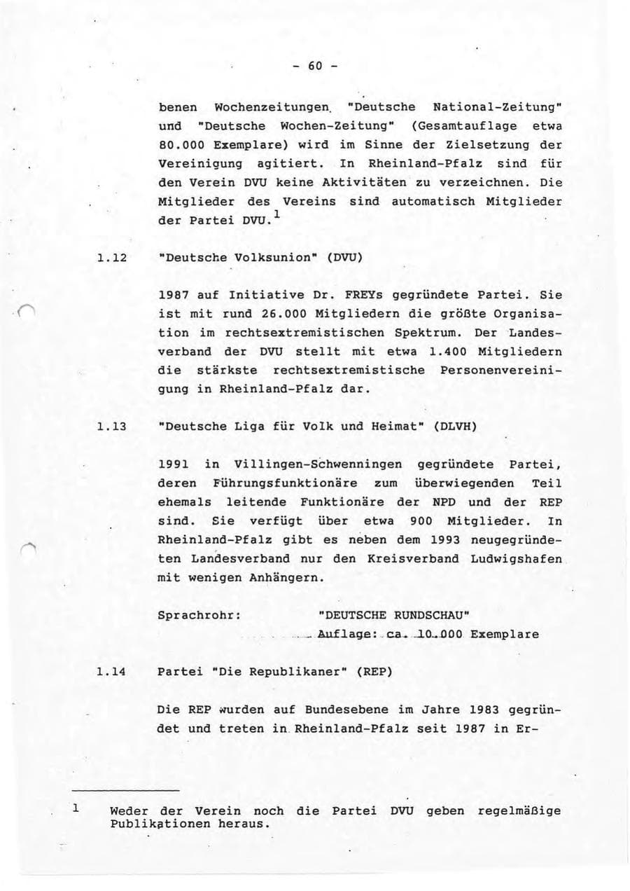 Seite 60 des Verfassungsschutzbericht 1993 Rheinland-Pfalz