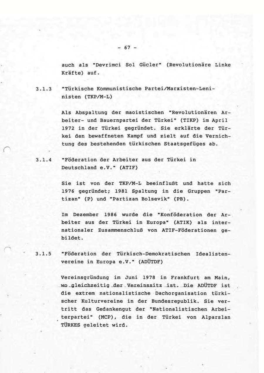 Seite 67 des Verfassungsschutzbericht 1993 Rheinland-Pfalz