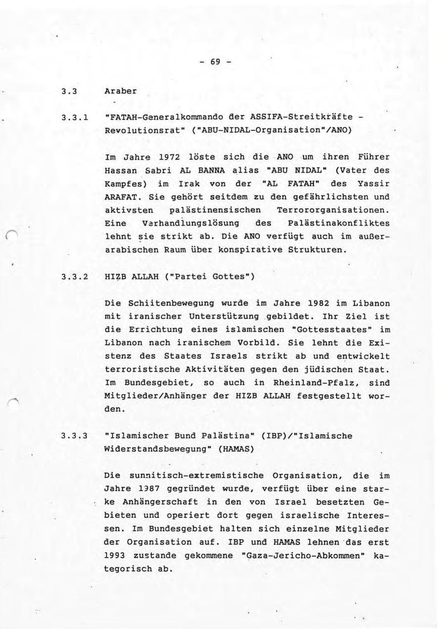 Seite 69 des Verfassungsschutzbericht 1993 Rheinland-Pfalz