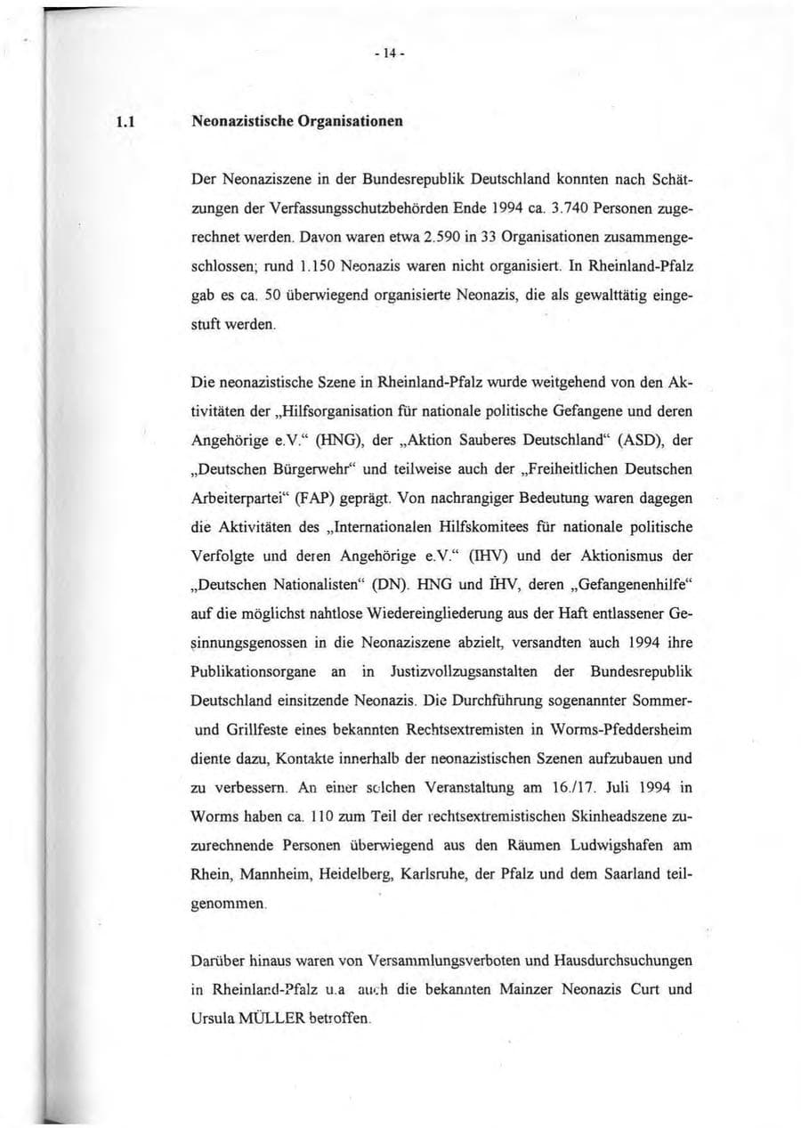 Seite 15 des Verfassungsschutzbericht 1994 Rheinland-Pfalz