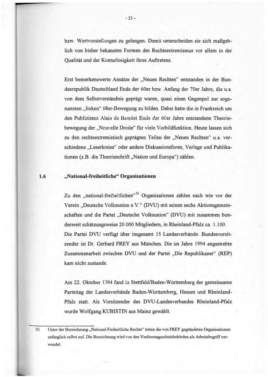 Seite 22 des Verfassungsschutzbericht 1994 Rheinland-Pfalz