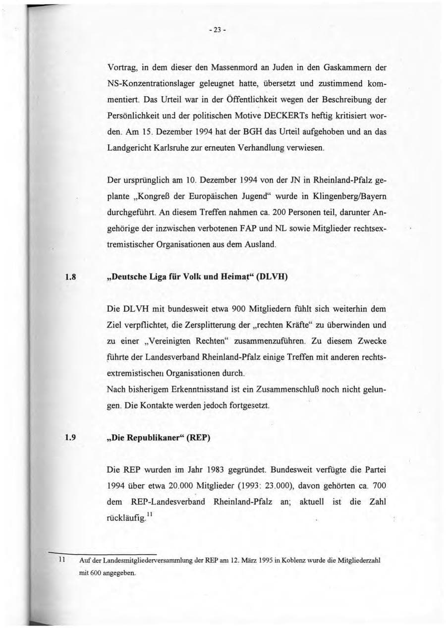 Seite 24 des Verfassungsschutzbericht 1994 Rheinland-Pfalz