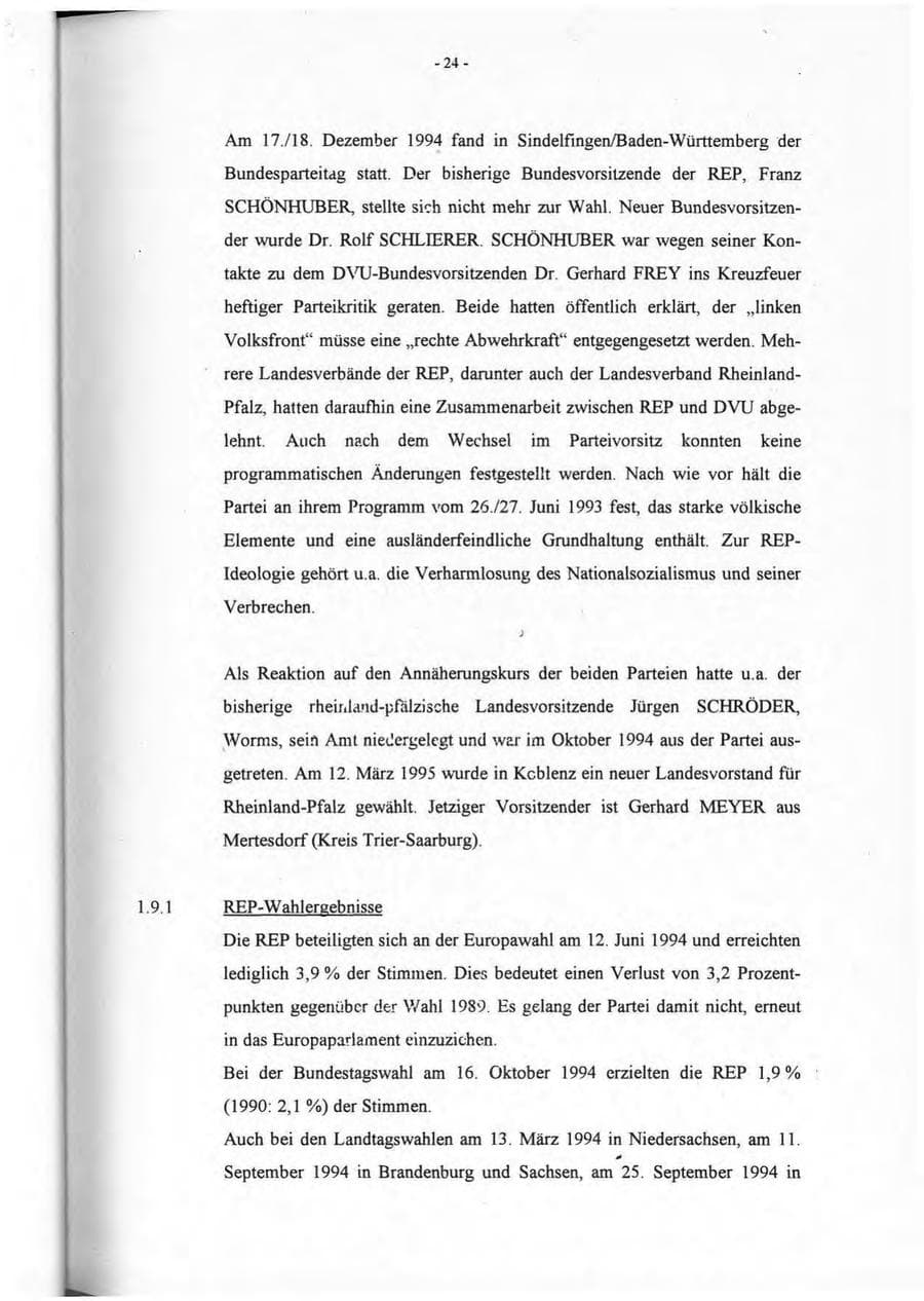 Seite 25 des Verfassungsschutzbericht 1994 Rheinland-Pfalz