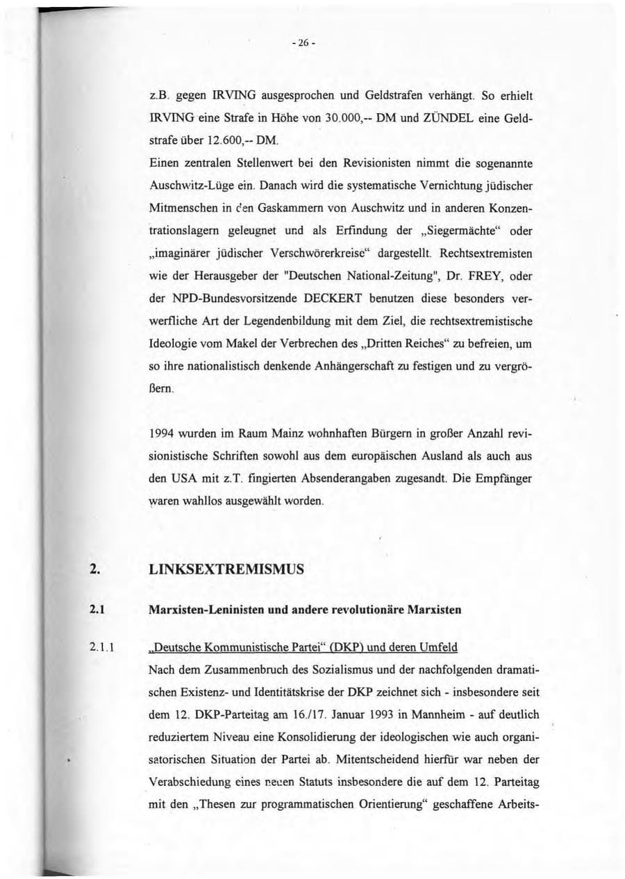 Seite 27 des Verfassungsschutzbericht 1994 Rheinland-Pfalz