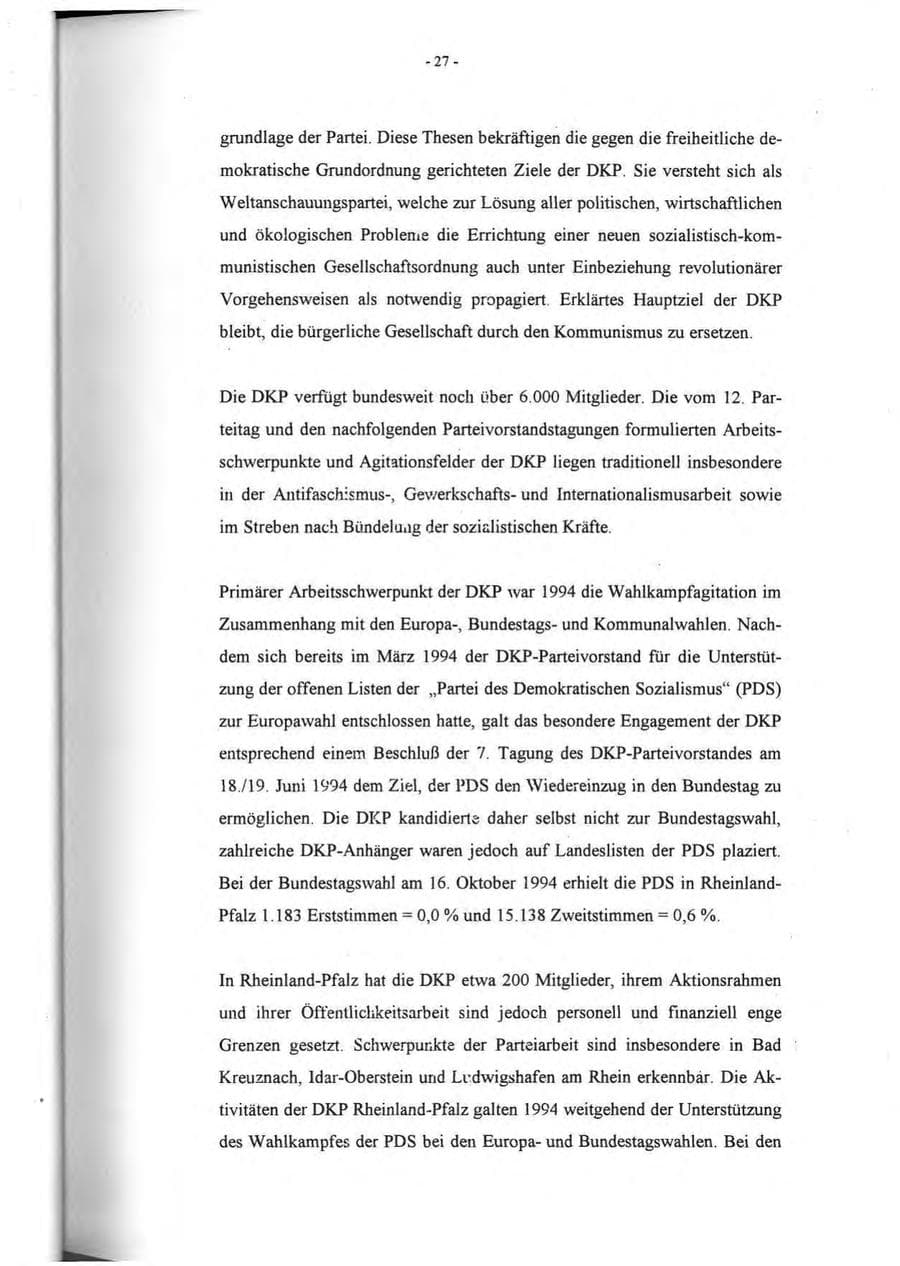 Seite 28 des Verfassungsschutzbericht 1994 Rheinland-Pfalz