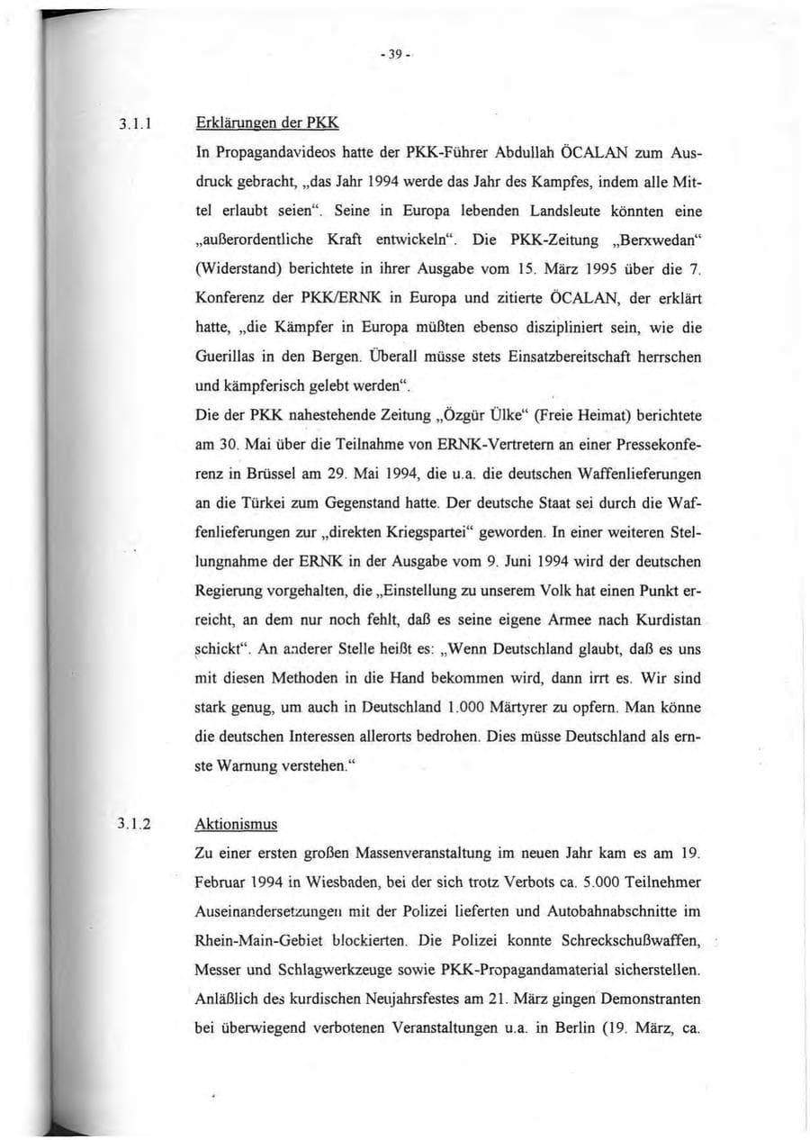 Seite 40 des Verfassungsschutzbericht 1994 Rheinland-Pfalz