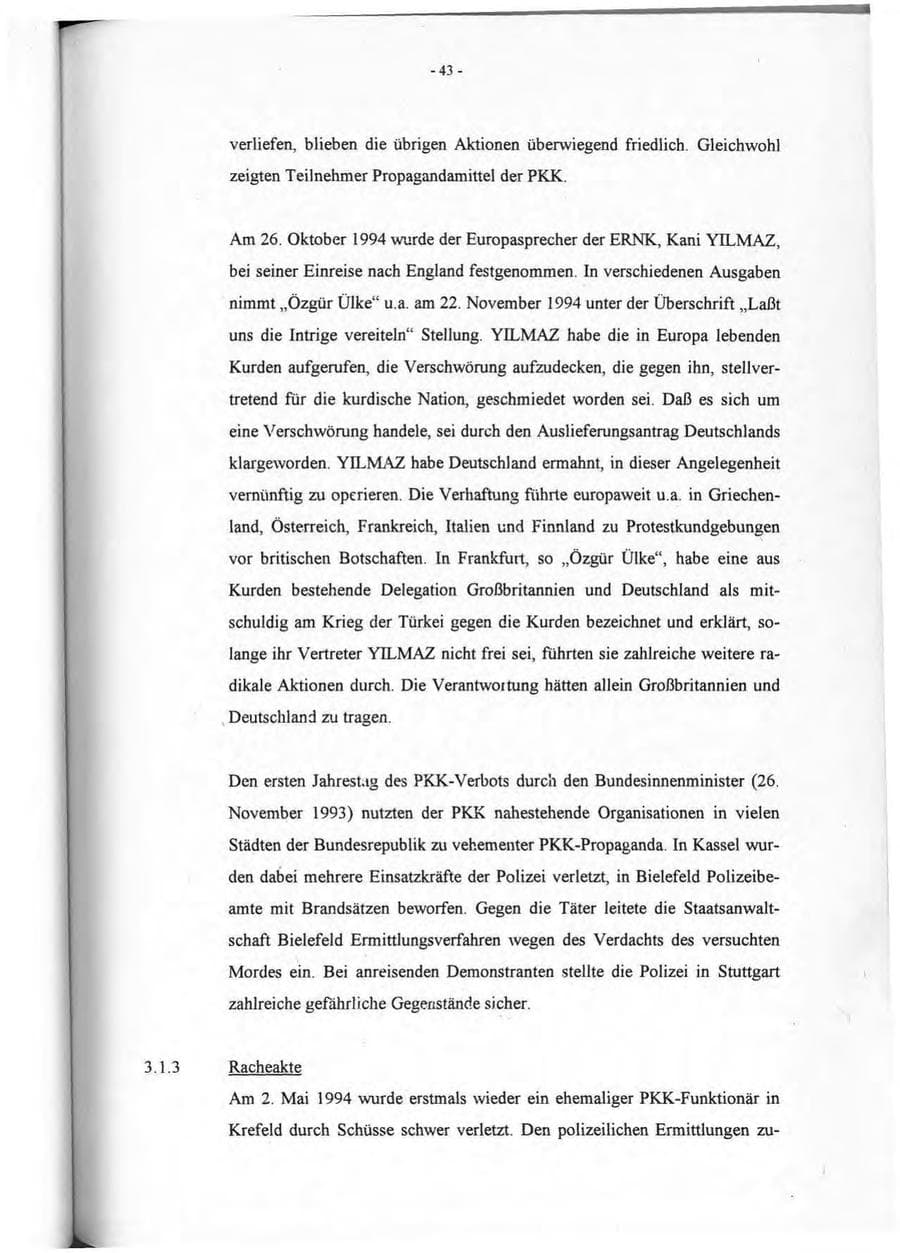 Seite 44 des Verfassungsschutzbericht 1994 Rheinland-Pfalz