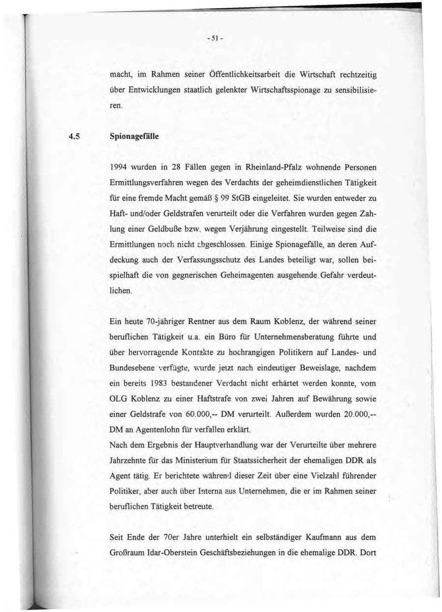 Seite 52 des Verfassungsschutzbericht 1994 Rheinland-Pfalz