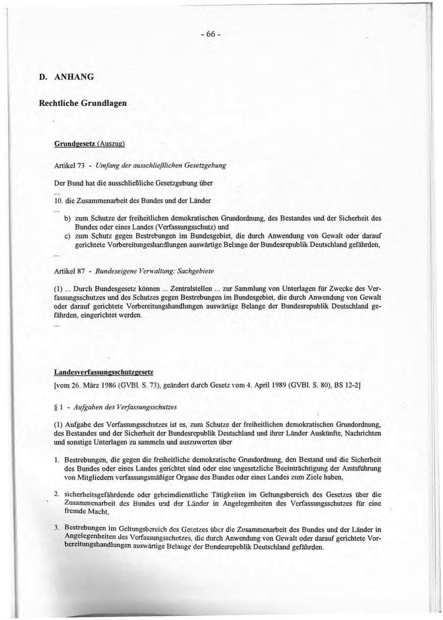 Seite 67 des Verfassungsschutzbericht 1994 Rheinland-Pfalz
