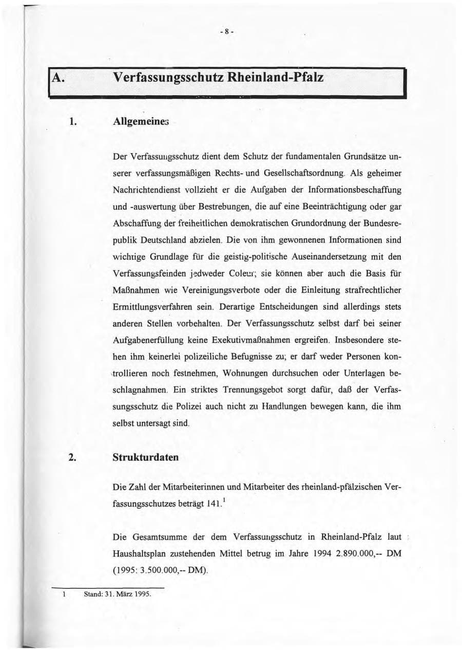 Seite 9 des Verfassungsschutzbericht 1994 Rheinland-Pfalz