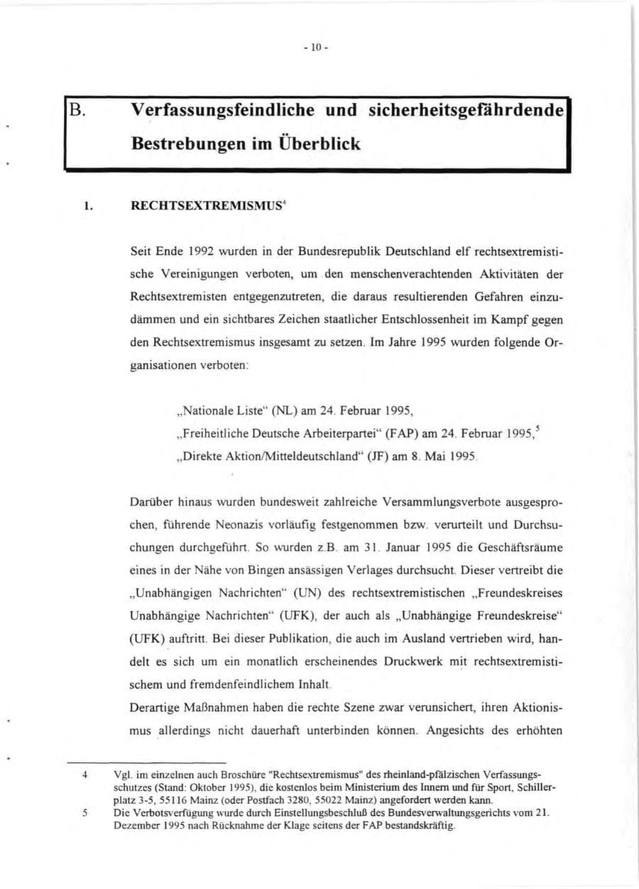 Seite 12 des Verfassungsschutzbericht 1995 Rheinland-Pfalz