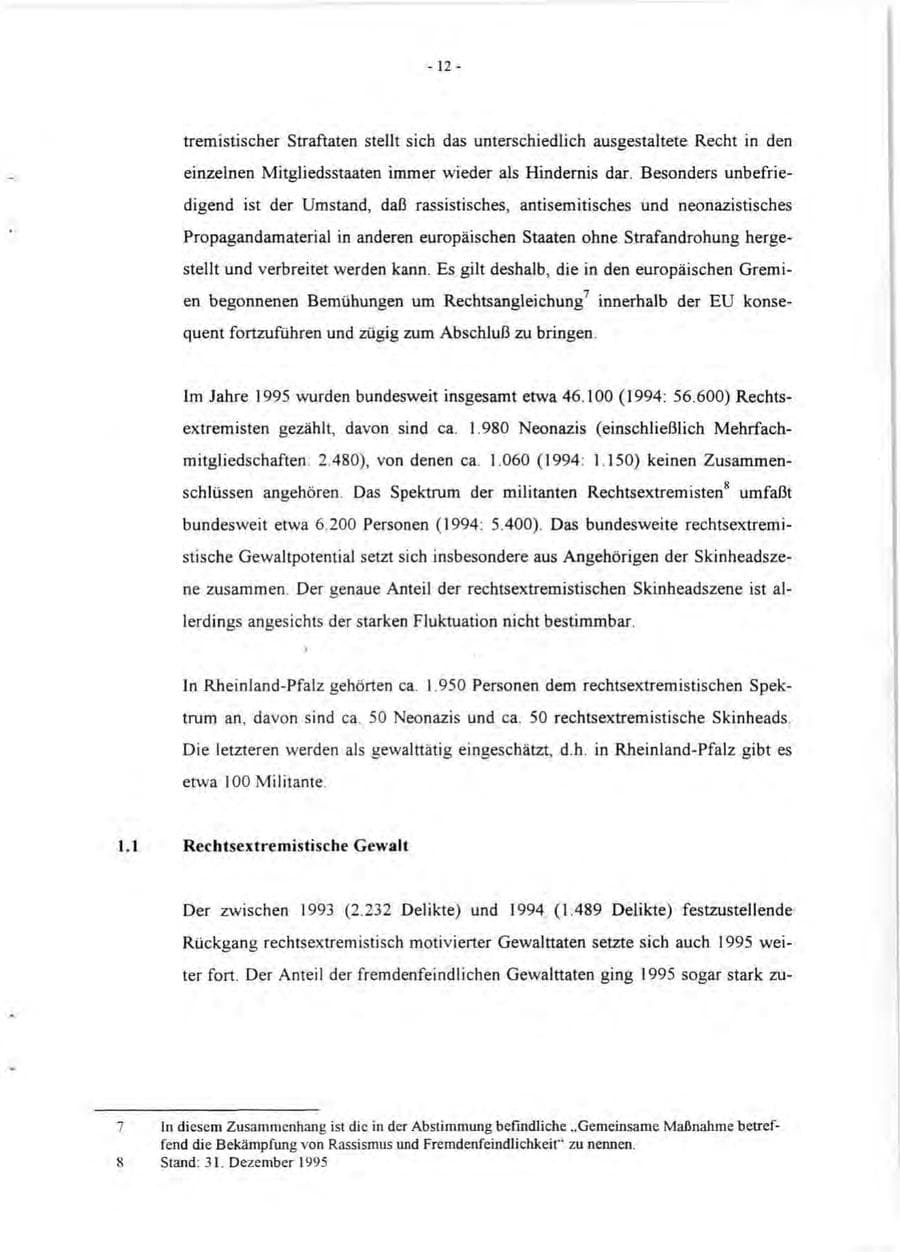 Seite 14 des Verfassungsschutzbericht 1995 Rheinland-Pfalz