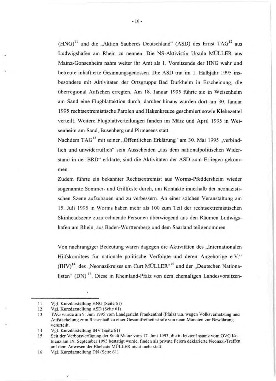 Seite 18 des Verfassungsschutzbericht 1995 Rheinland-Pfalz