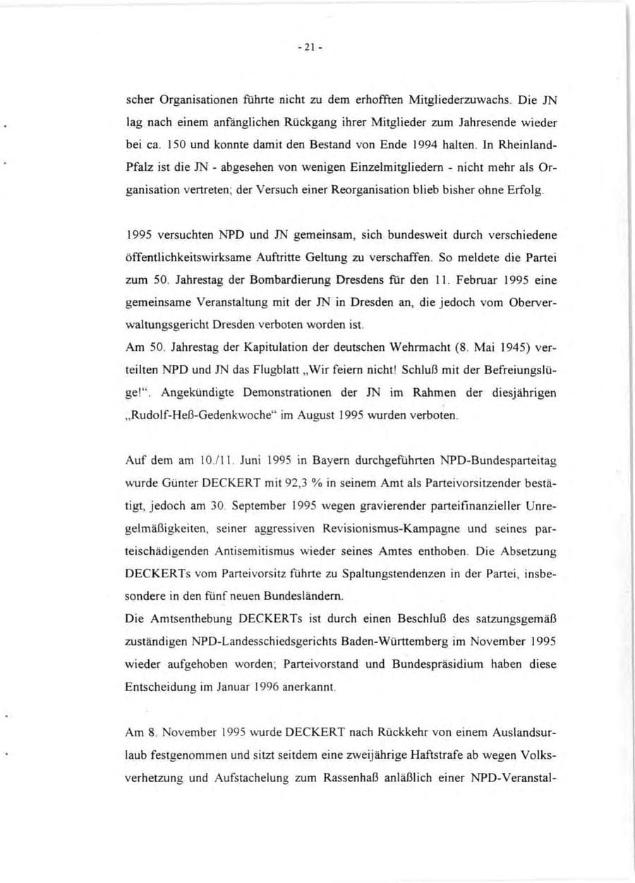 Seite 23 des Verfassungsschutzbericht 1995 Rheinland-Pfalz