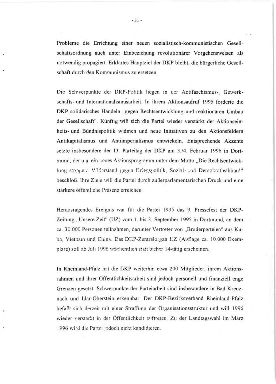 Seite 33 des Verfassungsschutzbericht 1995 Rheinland-Pfalz