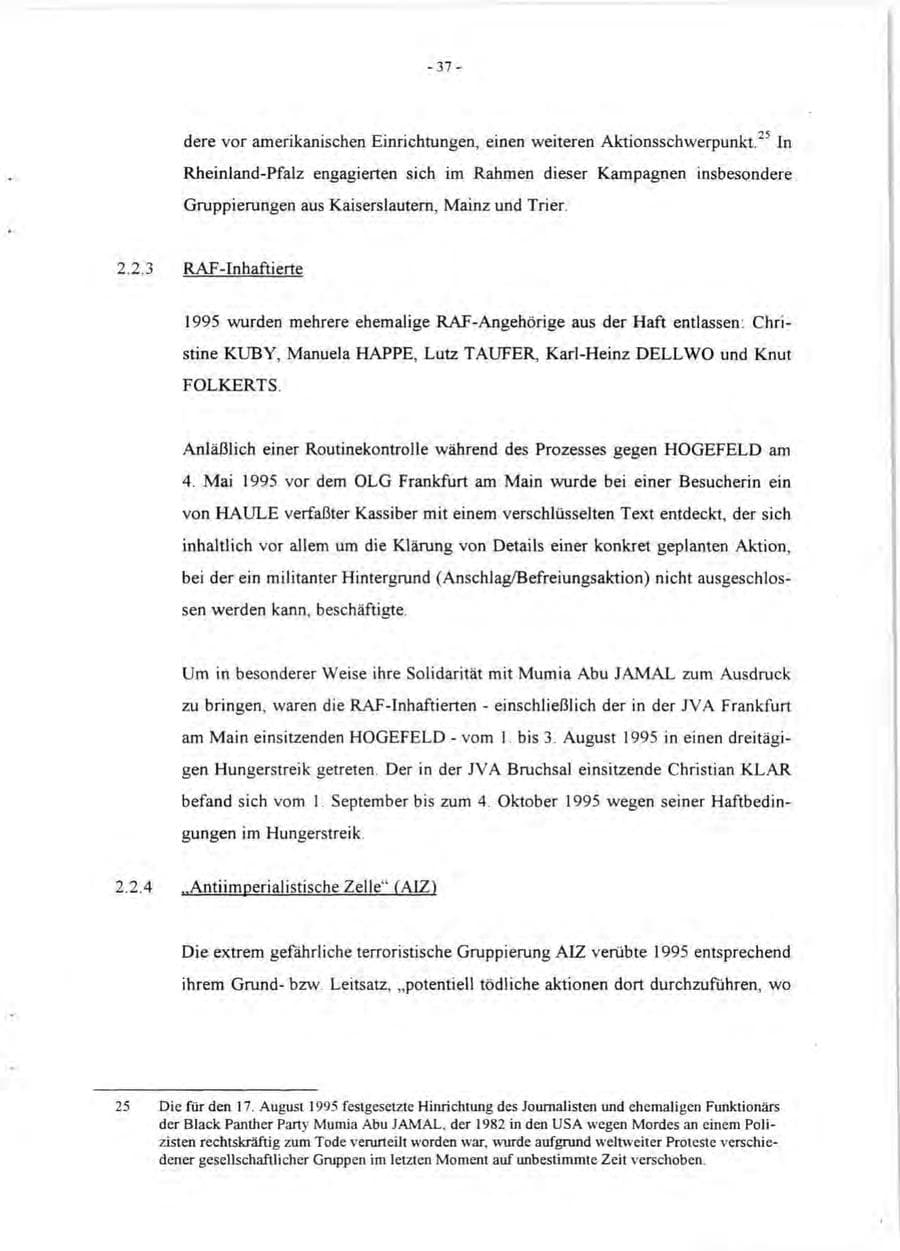 Seite 39 des Verfassungsschutzbericht 1995 Rheinland-Pfalz