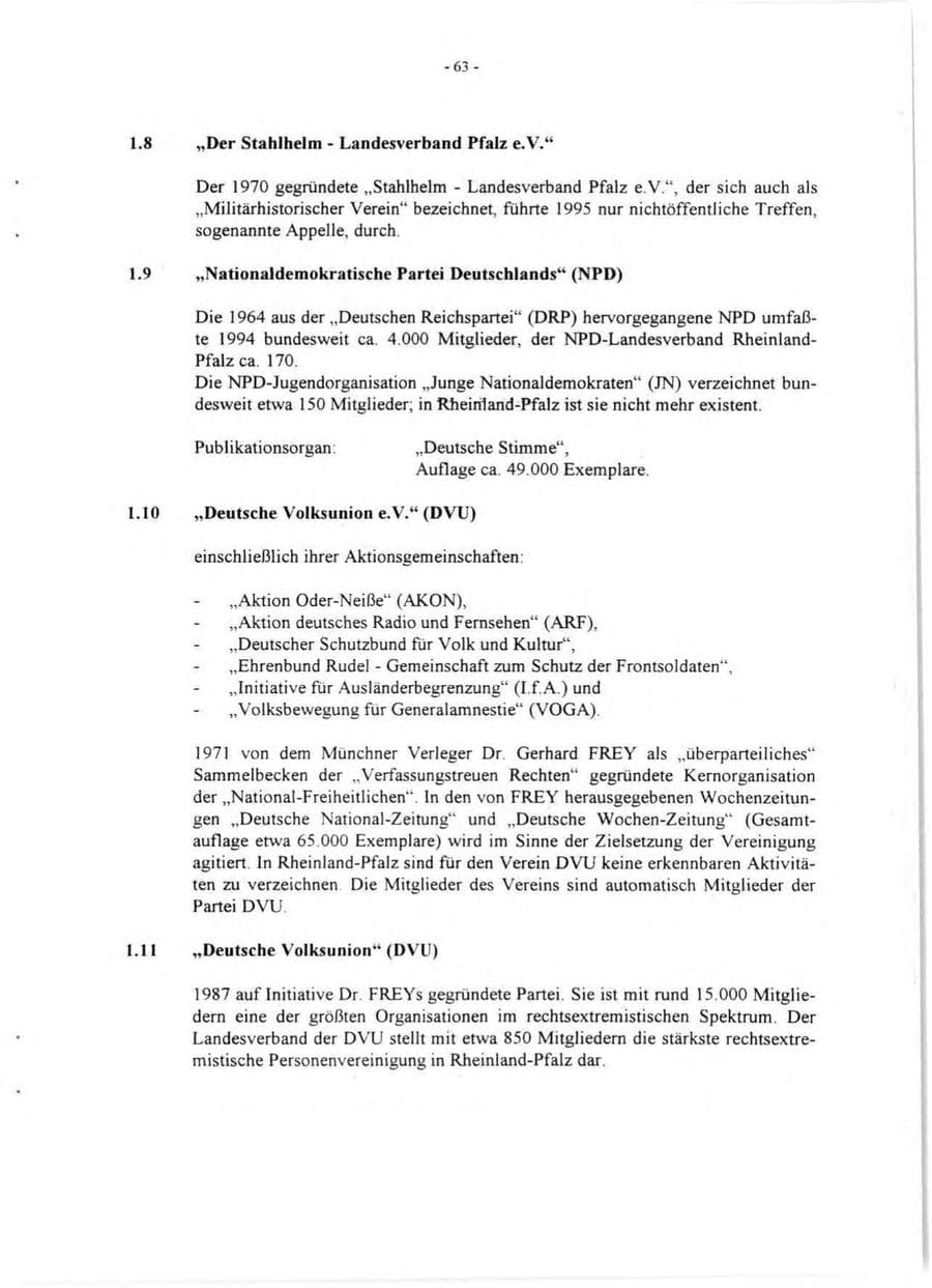 Seite 65 des Verfassungsschutzbericht 1995 Rheinland-Pfalz