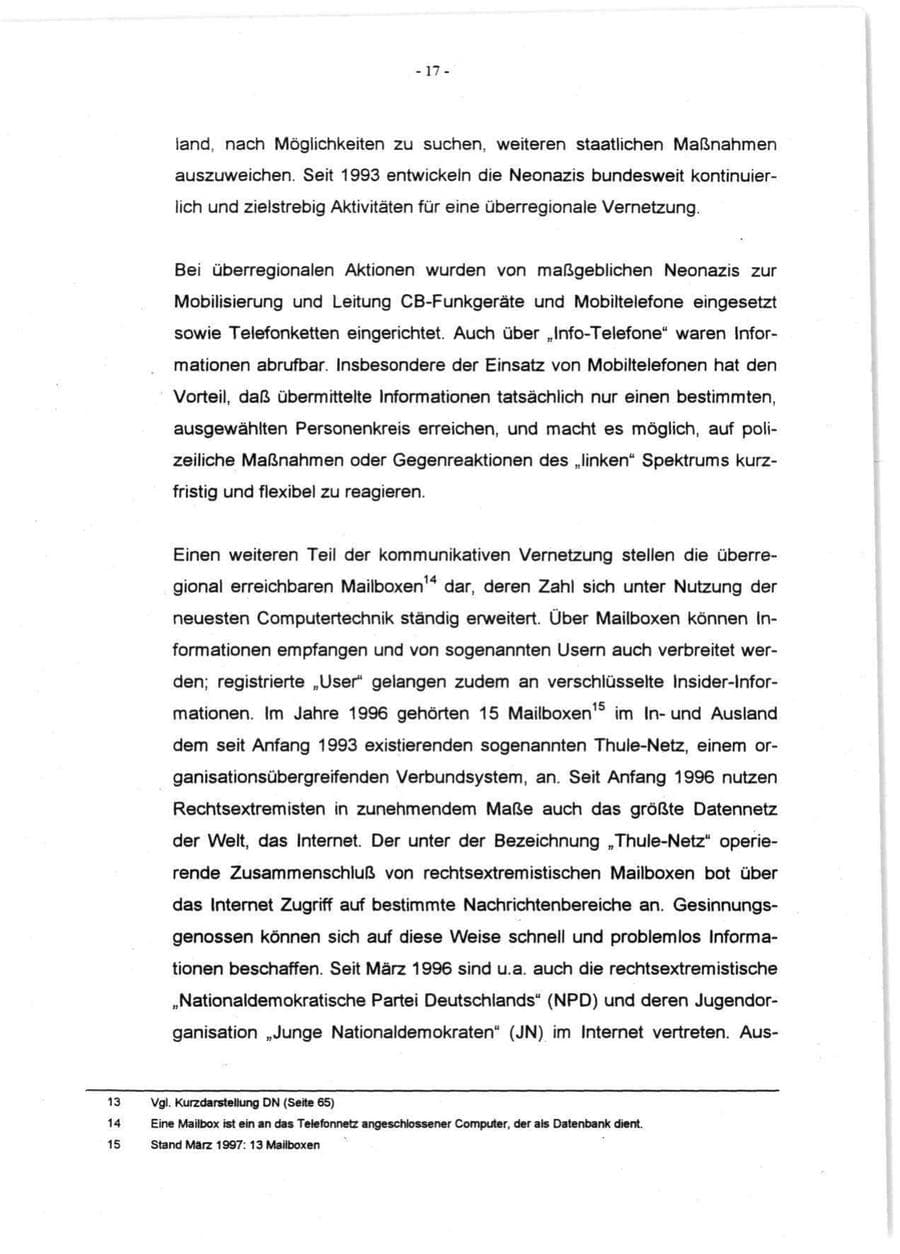Seite 19 des Verfassungsschutzbericht 1996 Rheinland-Pfalz