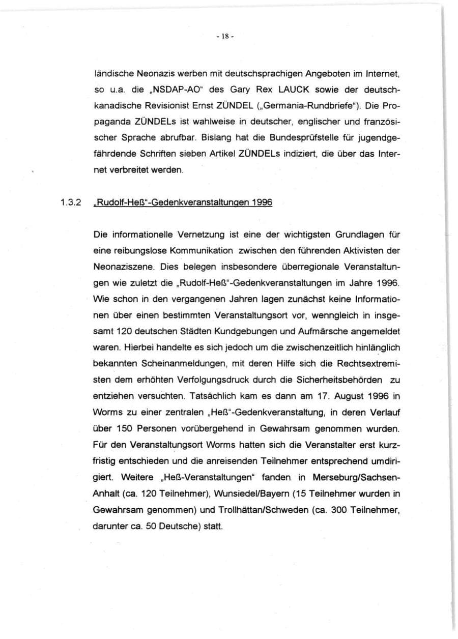 Seite 20 des Verfassungsschutzbericht 1996 Rheinland-Pfalz