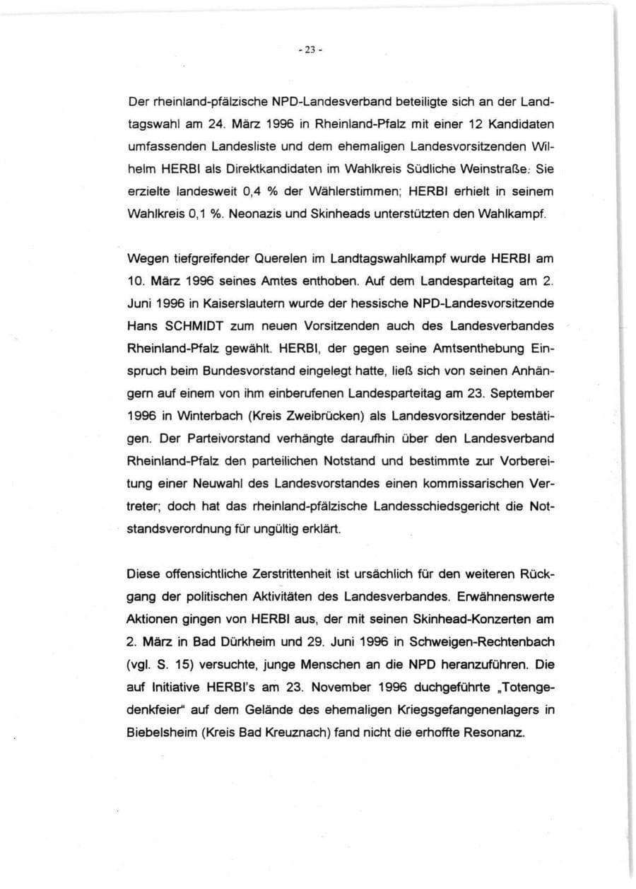 Seite 25 des Verfassungsschutzbericht 1996 Rheinland-Pfalz