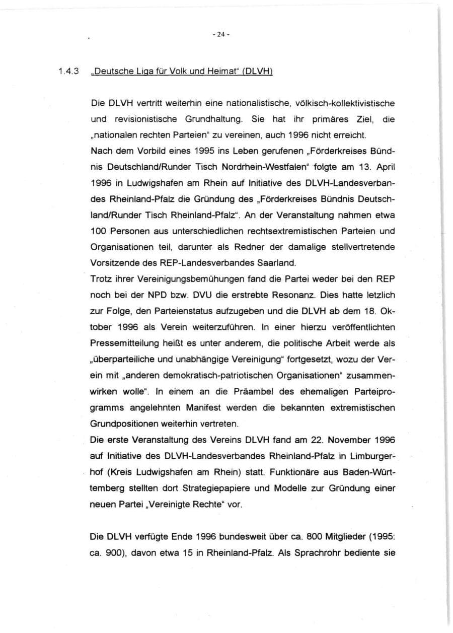 Seite 26 des Verfassungsschutzbericht 1996 Rheinland-Pfalz