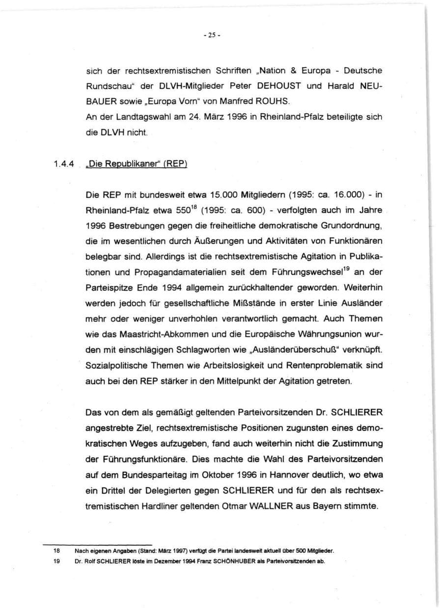 Seite 27 des Verfassungsschutzbericht 1996 Rheinland-Pfalz