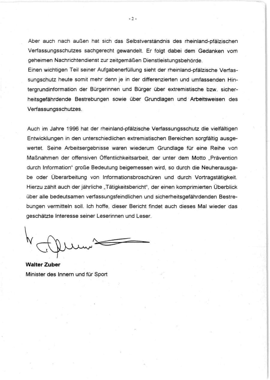 Seite 4 des Verfassungsschutzbericht 1996 Rheinland-Pfalz