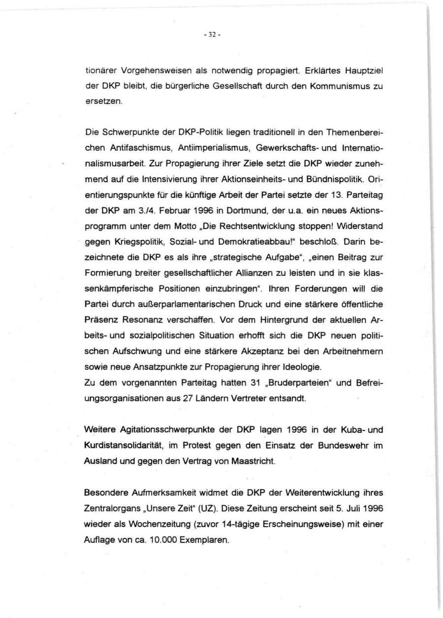 Seite 34 des Verfassungsschutzbericht 1996 Rheinland-Pfalz