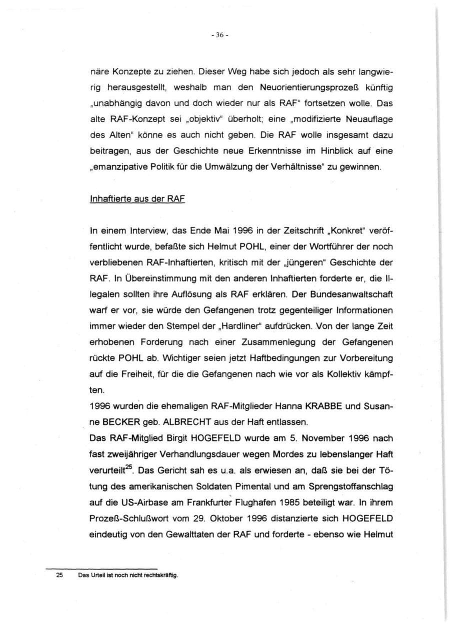 Seite 38 des Verfassungsschutzbericht 1996 Rheinland-Pfalz