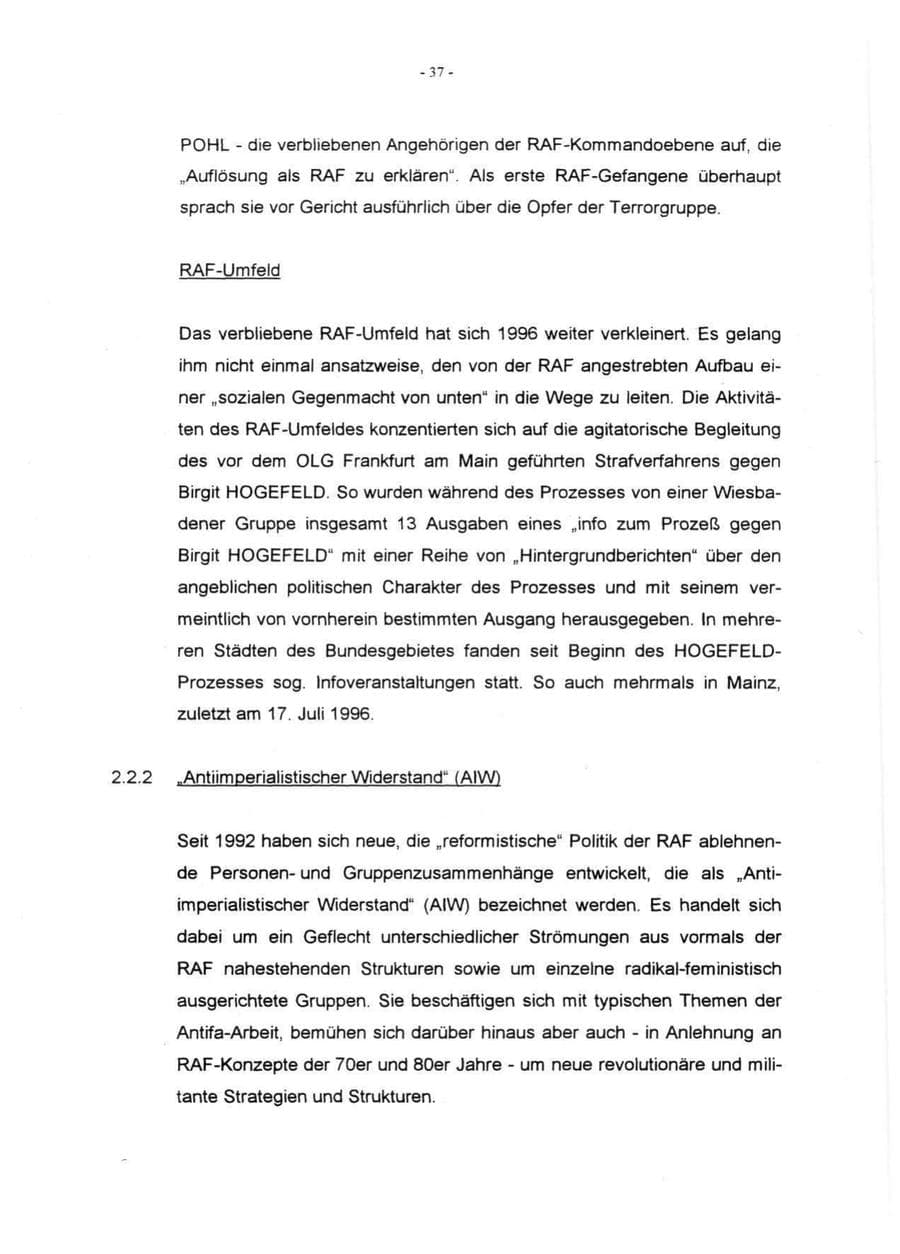Seite 39 des Verfassungsschutzbericht 1996 Rheinland-Pfalz