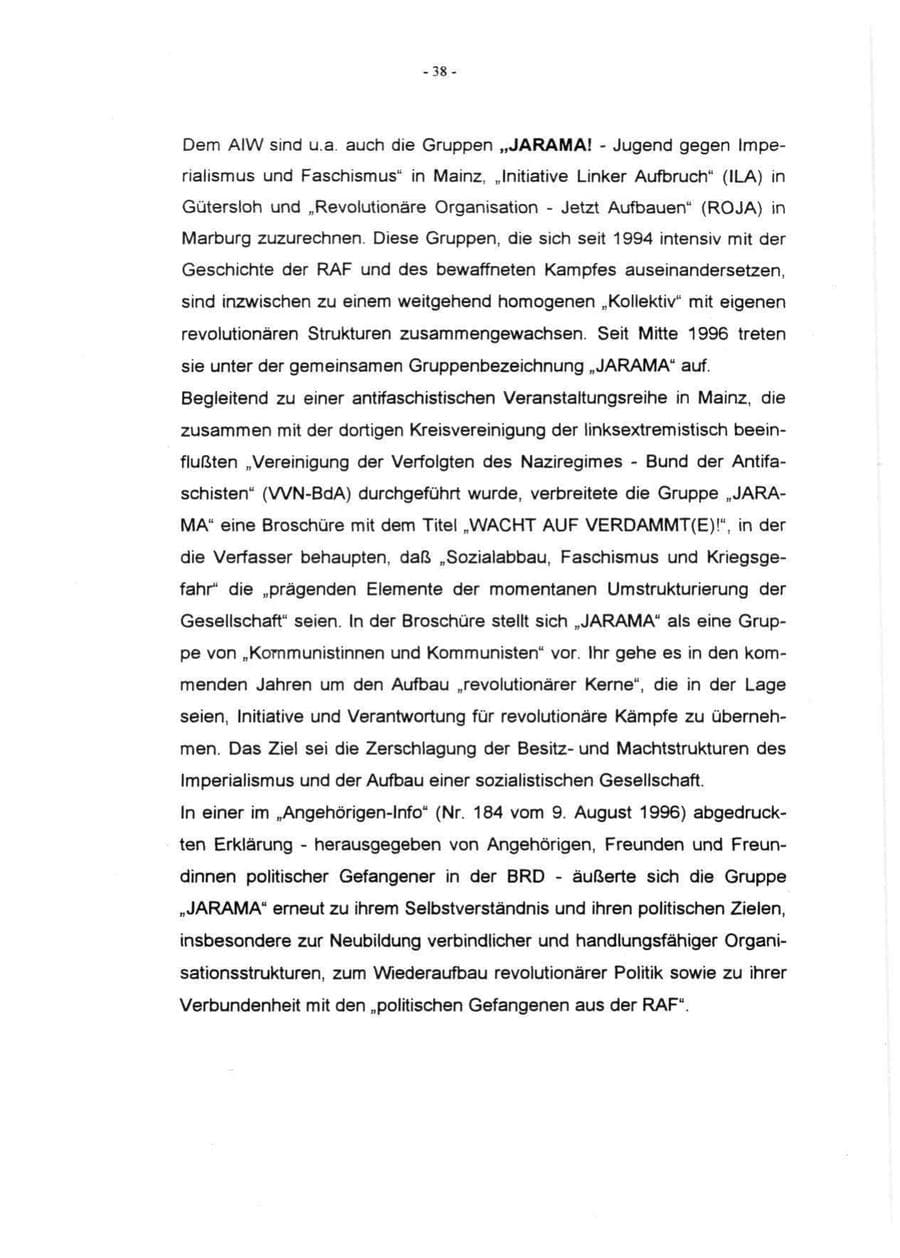 Seite 40 des Verfassungsschutzbericht 1996 Rheinland-Pfalz