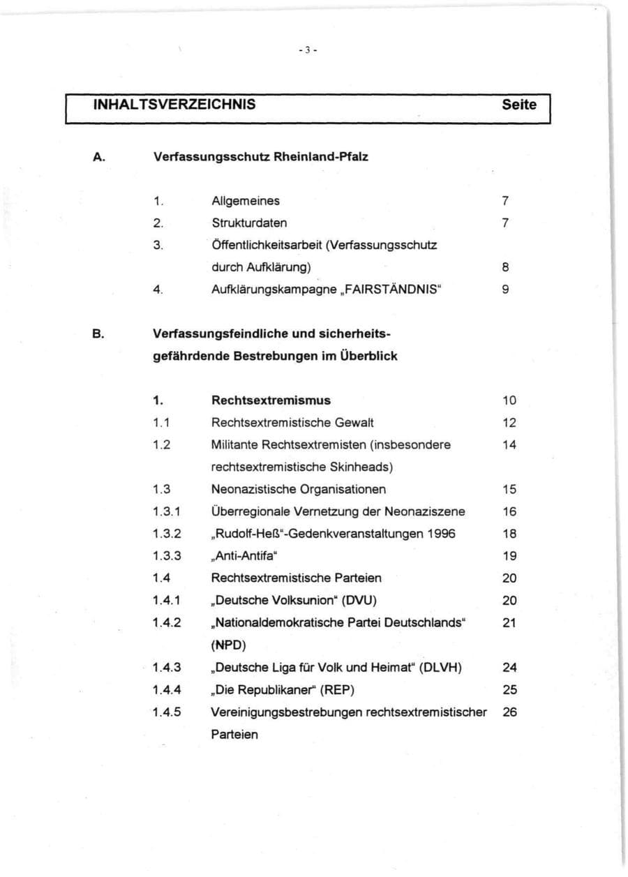 Seite 5 des Verfassungsschutzbericht 1996 Rheinland-Pfalz