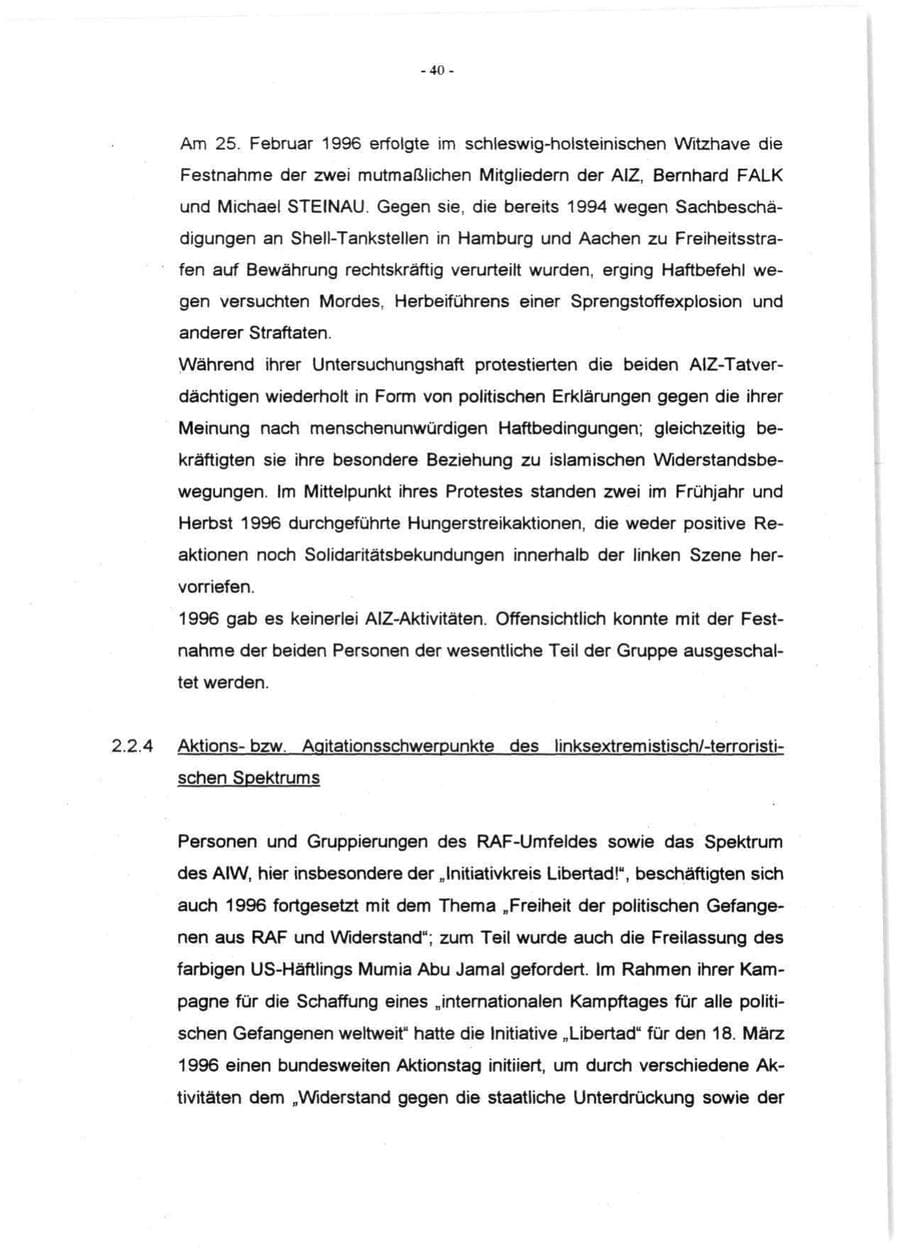 Seite 42 des Verfassungsschutzbericht 1996 Rheinland-Pfalz