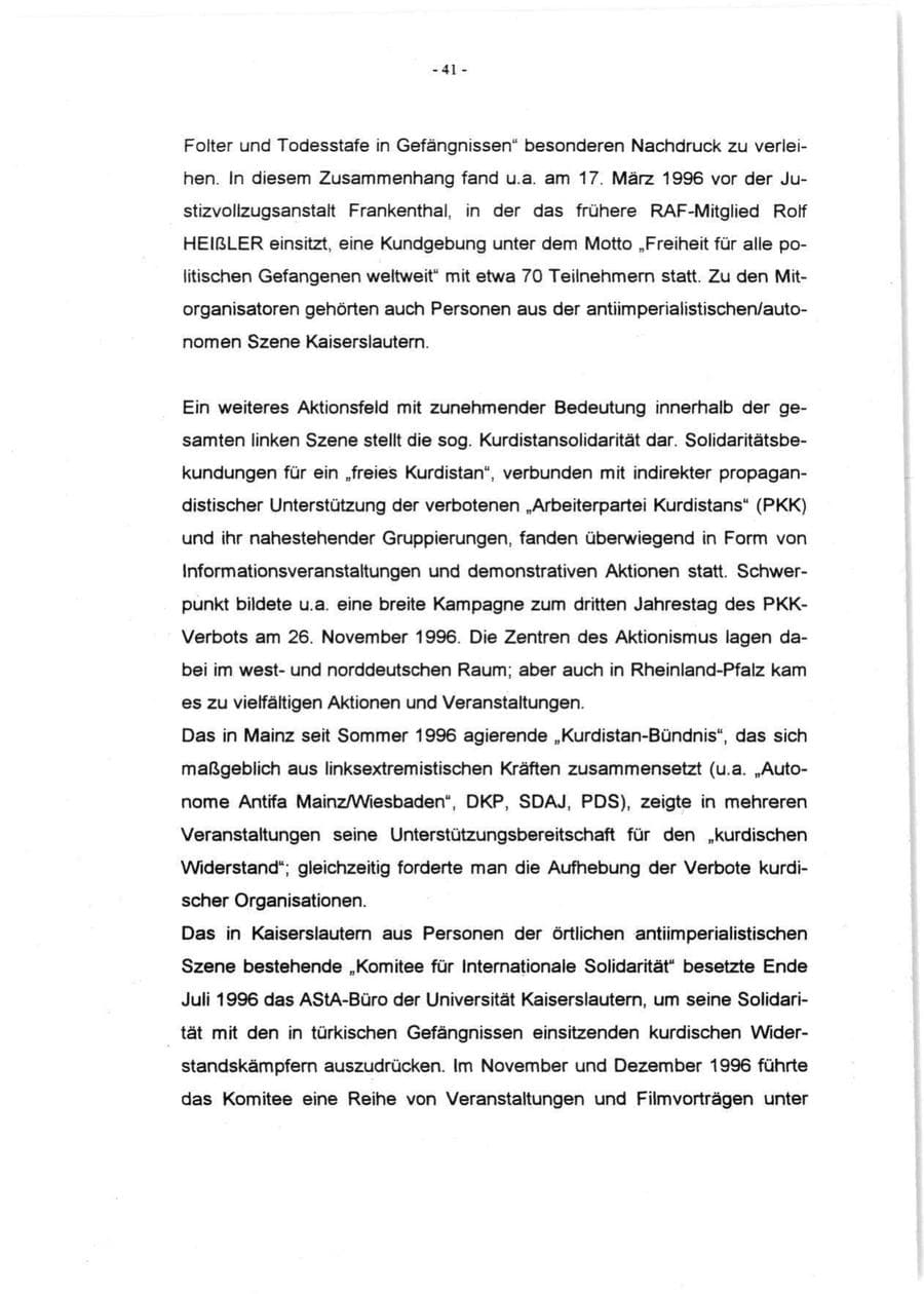 Seite 43 des Verfassungsschutzbericht 1996 Rheinland-Pfalz