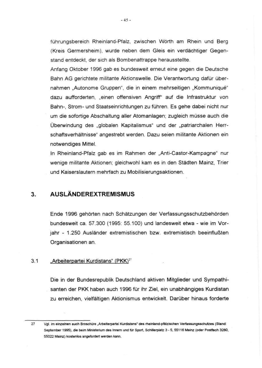 Seite 47 des Verfassungsschutzbericht 1996 Rheinland-Pfalz