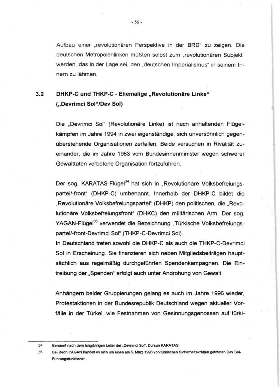 Seite 58 des Verfassungsschutzbericht 1996 Rheinland-Pfalz