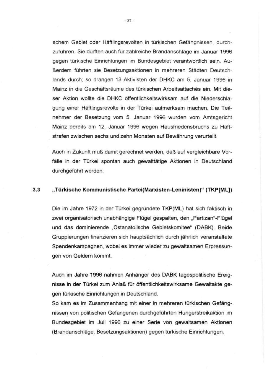 Seite 59 des Verfassungsschutzbericht 1996 Rheinland-Pfalz