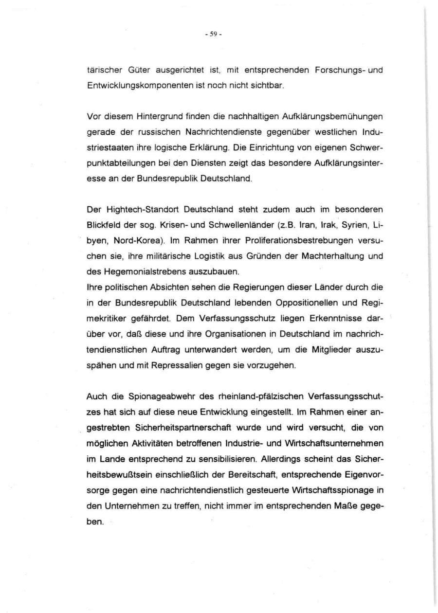 Seite 61 des Verfassungsschutzbericht 1996 Rheinland-Pfalz