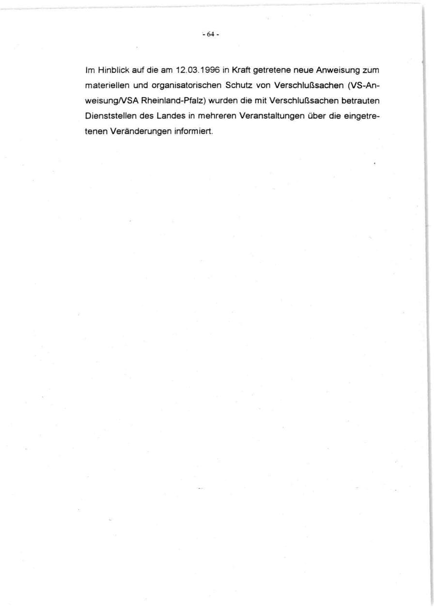 Seite 66 des Verfassungsschutzbericht 1996 Rheinland-Pfalz