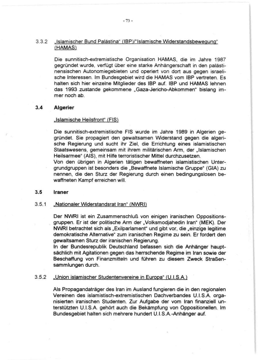 Seite 75 des Verfassungsschutzbericht 1996 Rheinland-Pfalz