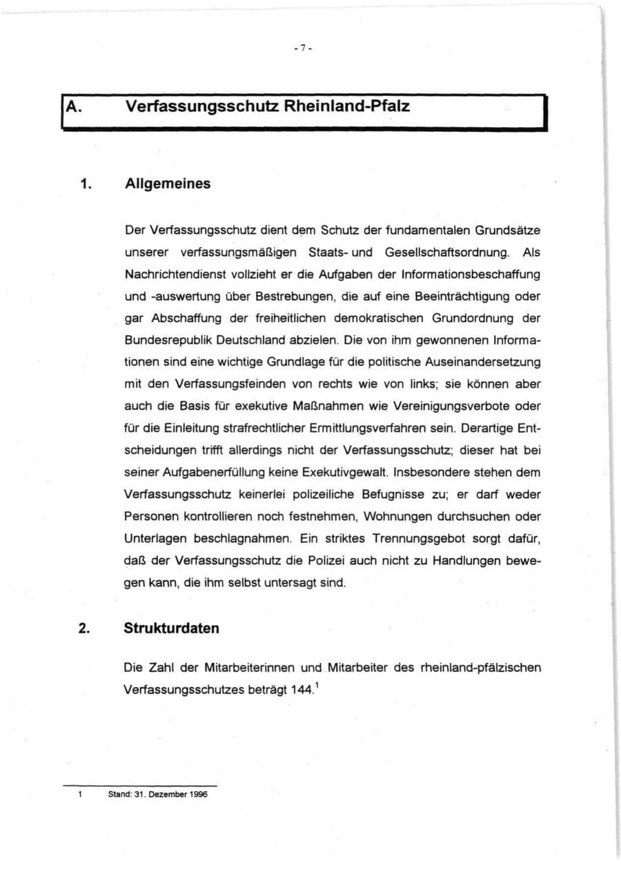 Seite 9 des Verfassungsschutzbericht 1996 Rheinland-Pfalz