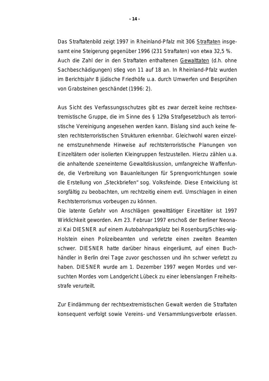 Seite 15 des Verfassungsschutzbericht 1997 Rheinland-Pfalz